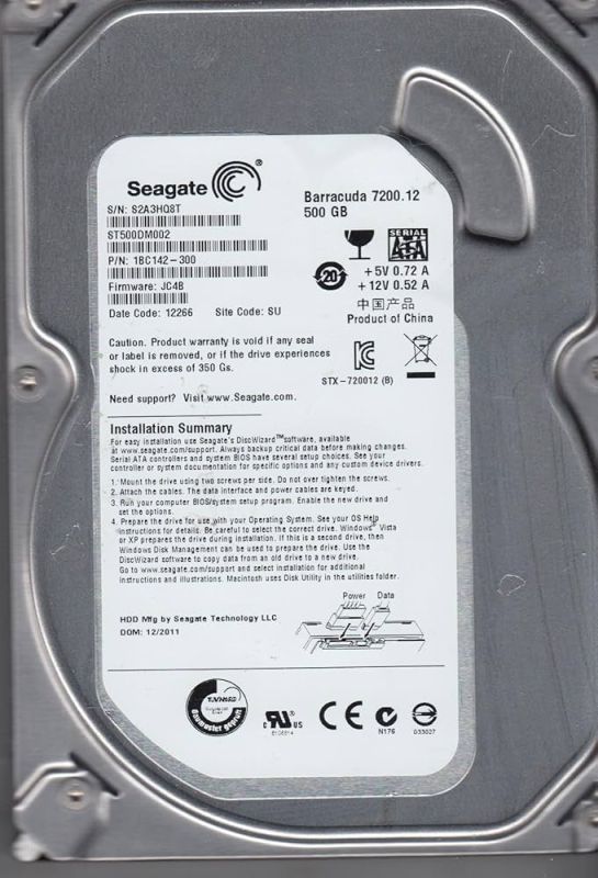 Жорсткий диск Seagate Barracuda ST500DM002 500GB 3.5" 16MB 7200rpm SATA-III 6Gb/s